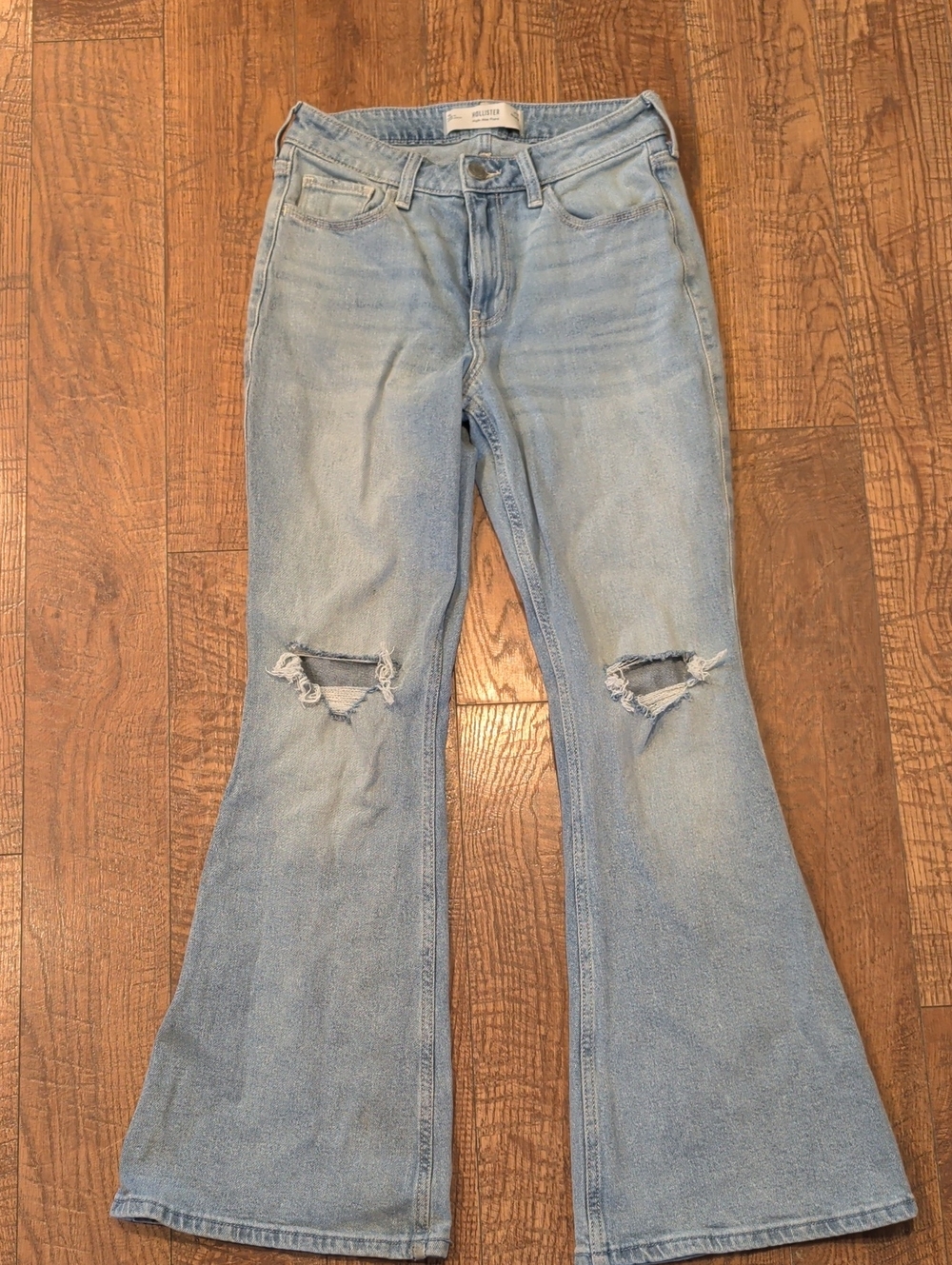 Hollister Light Blue Distressed Wide-Leg Jeans